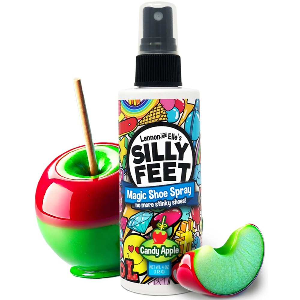 Foot and Shoe Deodorizer Spray, Extra-Strength Odor Eliminator for Smelly Shoes, Kids Feet, and Sweat, Candy Apple Scent, Alternative to Powder for Odor Control