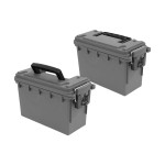 Sheffield 12792 2-Pack Ammo Storage Box, Stackable .30 Cal Field Boxes, Water and Dust Resistant, Lockable Storage Box with Handle, Secures Hunting Gear, Supplies, and Bullets, Made in USA, Gray