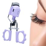 Pinkiou Heated Eyelash Curler for Women USB Rechargeable Lash Curler Long Lasting Ironing Electric Eyelash Curler with Silcone Pad Replacable Great Makeup Tools for Her(Purple)