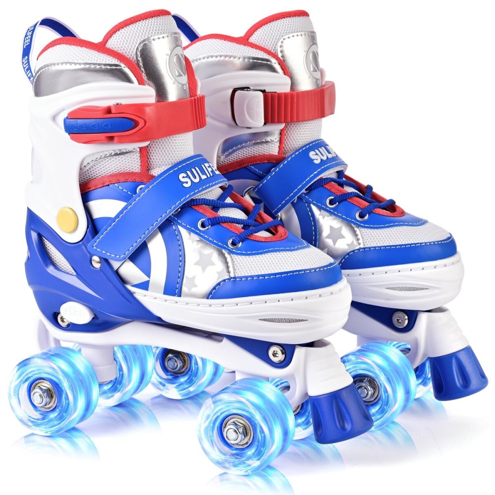 SULIFEEL Rainbow Unicorn 4 Size Adjustable Roller Skates for Girls Boys for Kids Ages 3-5 5-8 6-12 Children Skates Indoor Outdoor