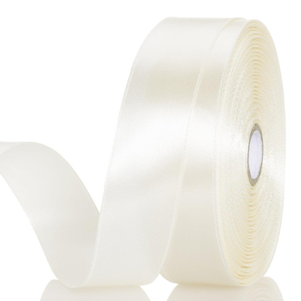 YASEO 1 Inch Ivory Solid Satin Ribbon, 50 Yards Craft Fabric Ribbon for Gift Wrapping Floral Bouquets Wedding Party Decoration
