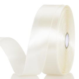 YASEO 1 Inch Ivory Solid Satin Ribbon, 50 Yards Craft Fabric Ribbon for Gift Wrapping Floral Bouquets Wedding Party Decoration