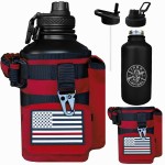 Iron Infidel Battle Bottle - Half Gallon Insulated Water Bottle with Paracord Handle, Large 64 oz Stainless Steel Water Jug with Rugged, Removable Sleeve for Keys, Wallet & Phone (Red Line 2 Liter)