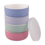 Elk and Friends Kids Porcelain Bowls with Silicone Sleeve + Silicone Lid | Kids/Toddler/Baby Feeding | Microwave & Dishwasher Safe | Non slip | Cereal/Soup/Snack Dishes & Dinnerware