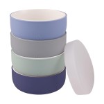 Elk and Friends Kids Porcelain Bowls with Silicone Sleeve + Silicone Lid | Kids/Toddler/Baby Feeding | Microwave & Dishwasher Safe | Non slip | Cereal/Soup/Snack Dishes & Dinnerware