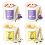 AOOVOO Lavender Candles Set for Women - 4 Pack Candles for Home Scented, 28 oz 200 Hour Long Lasting Aromatherapy Candle with Crystals Inside, Birthday Gifts Christmas Candle for Women Mom