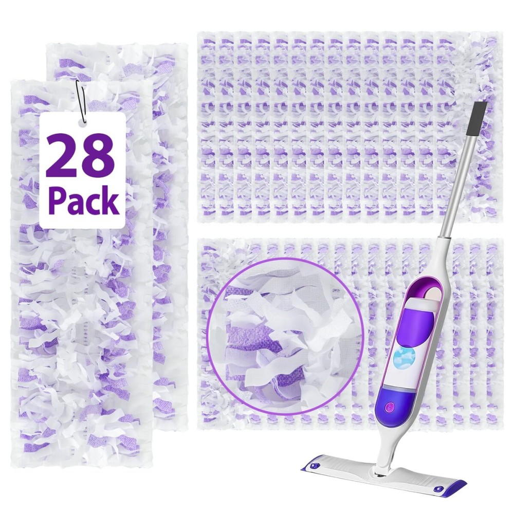 28 Count Disposable Heavy-Duty Power Mop Pads Refills for Swiffer Power Mop,Replacement Floor Cleaning Refills, Non-Washable & Unscented, Compatible with Swiffer PowerMop (Quick-Absorb, No Residue)