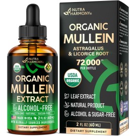 Mullein Drops for Lungs - USDA Organic Liquid - Mullein Leaf Extract Supplement - Made in USA - Lung & Bronchial Cleanse for Smokers - Respiratory Health Support - As Tincture, Tea, Pills - 2 fl oz