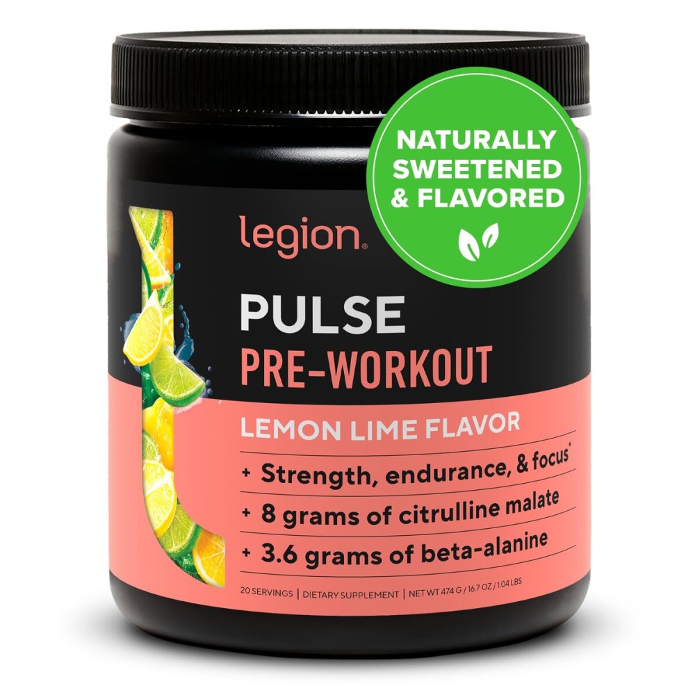 LEGION- All Natural Nitric Oxide Preworkout Drink to Boost Energy, Creatine Free, Naturally Sweetened, Beta Alanine, Citrulline, Alpha GPC (Lemon Lime)