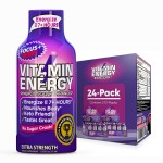 Vitamin Energy Focus+ Extra Strength Energy Shot Berry 24 Pack, 260mg Natural Caffeine, B-Vitamins, CoQ10, Amino Acids, Focus, Productivity & Clarity, Zero Sugar, Gluten-Free, 1.93 fl oz