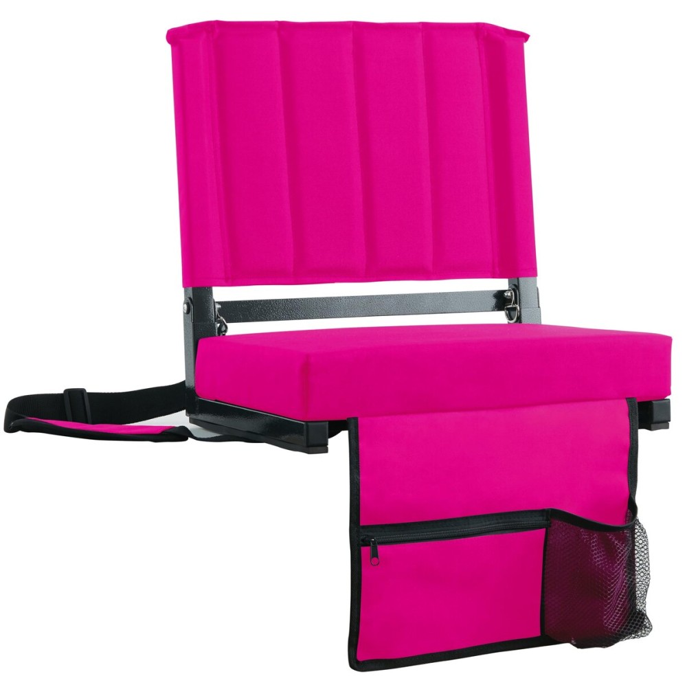 SPORT BEATS Stadium Seats with Back Support Bleacher Chairs with Back and Cushion Thick Padded Bleacher Seats Includes Shoulder Strap Pink 2pcs