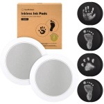 2-Pack Round Inkless Baby Hand and Footprint Kit - Mess Free Ink Pad for Newborn Keepsake, Dog Nose & Paw Print Kit, Clean Touch Ink Pad for Baby Hand & Footprints, Ideal New Mom Gifts (Silver)