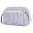 Narwey Striped Wide Open Makeup Bag Women, Travel Toiletry Bag for Women Cosmetic Bag Organizer Make up Bags with Compartments, Gift for Teen Girls (Greyish Blue Stripe)