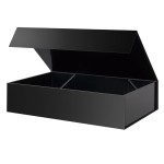PACKHOME Extra Large Gift Box 17.5x11.3x4.3 Inches, Sturdy Shirt Box with Magnetic Lid for Clothes and Large Gifts (Glossy Black)