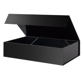 PACKHOME Extra Large Gift Box 17.5x11.3x4.3 Inches, Sturdy Shirt Box with Magnetic Lid for Clothes and Large Gifts (Glossy Black)