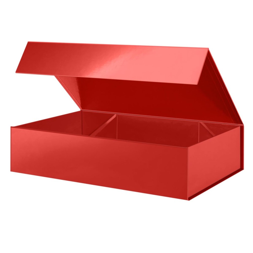 PACKHOME Extra Large Gift Box 17.5x11.3x4.3 Inches, Sturdy Shirt Box with Magnetic Lid for Clothes and Large Gifts (Glossy Red)