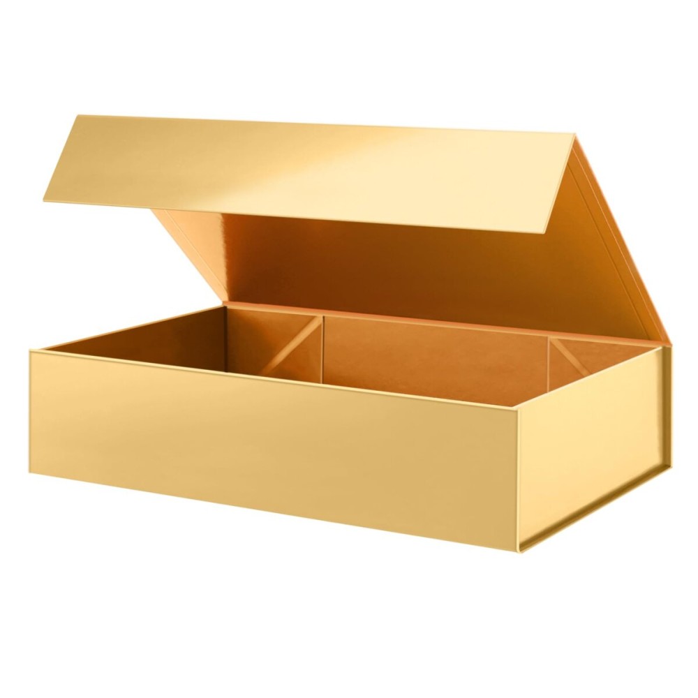 PACKHOME Extra Large Christmas Gift Box 17.5x11.3x4.3 Inches, Sturdy Shirt Box with Magnetic Lid for Clothes and Large Xmas Gifts (Glossy Gold)