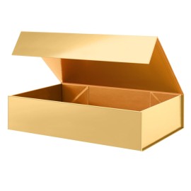 PACKHOME Extra Large Christmas Gift Box 17.5x11.3x4.3 Inches, Sturdy Shirt Box with Magnetic Lid for Clothes and Large Xmas Gifts (Glossy Gold)