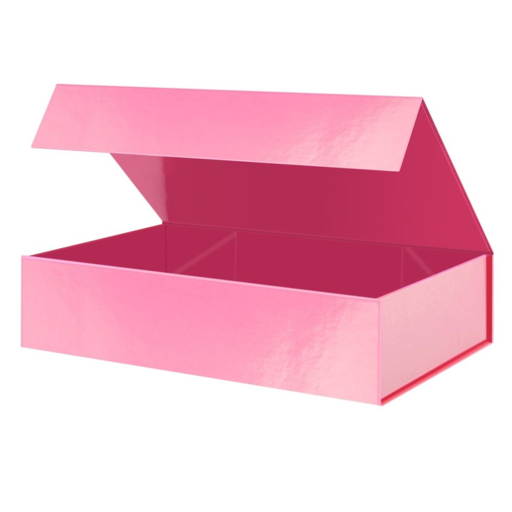 PACKHOME Extra Large Gift Box 17.5x11.3x4.3 Inches, Sturdy Shirt Box with Magnetic Lid for Clothes and Large Gifts (Glossy Pink)