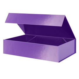 PACKHOME Extra Large Gift Box 17.5x11.3x4.3 Inches, Sturdy Shirt Box with Magnetic Lid for Clothes and Large Gifts (Glossy Purple)