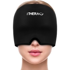 iTHERAU Migraine Relief Cap, Soothing Headache Hat, Gel Ice Pack Head Wrap with Hot and Cold Therapy, Headache Relief Cap for Sinus, Puffy Eyes, Tension and Stress Relief