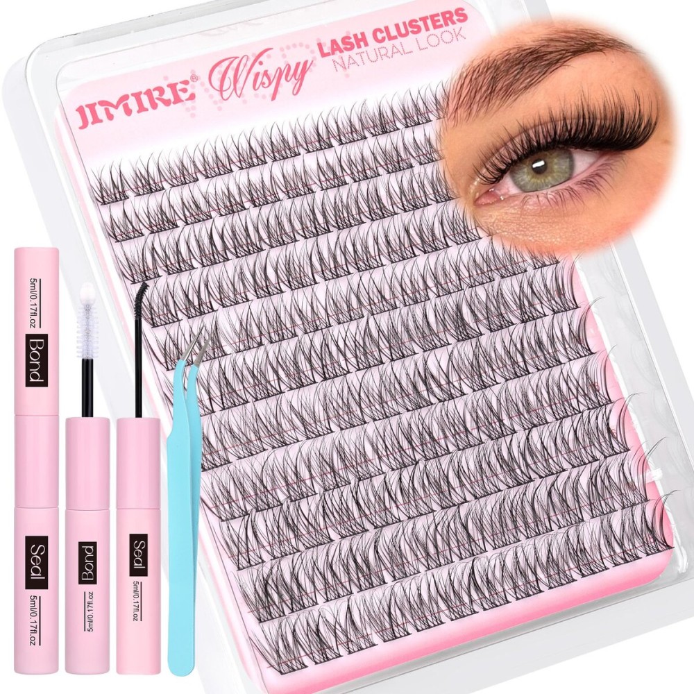 Wispy Lash Clusters Kit Natural Lash Extension Kit 132 Pcs DIY Cluster Eyelash Extensions Kit with Lash Bond and Seal 10-16MM D Curl Individual Lashes Clusters