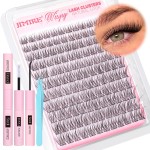Wispy Lash Clusters Kit Natural Lash Extension Kit 132 Pcs DIY Cluster Eyelash Extensions Kit with Lash Bond and Seal 10-16MM D Curl Individual Lashes Clusters