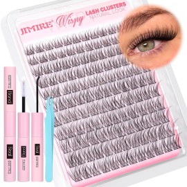 Wispy Lash Clusters Kit Natural Lash Extension Kit 132 Pcs DIY Cluster Eyelash Extensions Kit with Lash Bond and Seal 10-16MM D Curl Individual Lashes Clusters