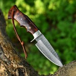 Poshland Hand Forged Damascus Steel Knife with Sheath - Survival, Camping, Tactical, and Outdoor Knife