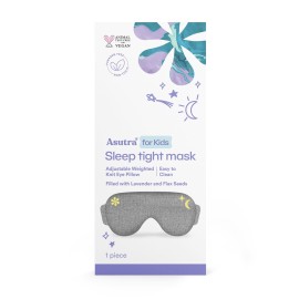 ASUTRA Kids Eye Pillow for Sleep, Gray Cotton Jersey | Filled w/Lavender Buds & Flax Seeds, Weighted Eye Mask, Meditation & Light Blocking Blindfold