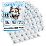 LUNA ICE Dry Ice Packs for Shipping Cubes - Long Lasting ice Packs - 24+ Hour Freeze Power - BPA Free - 96 Pack Bulk 6 lb - Hielo Seco - Reusable Gel Bricks for Food