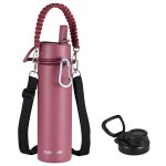 KXIAOCHEN Insulated Water Bottle, Stainless Steel Water Bottle, 2 Lids (Straw and Handle Lid),Wide Mouth Metal Water Bottles Keep Hot and Cold, Double Walled, Thermo Mug, Metal Canteen