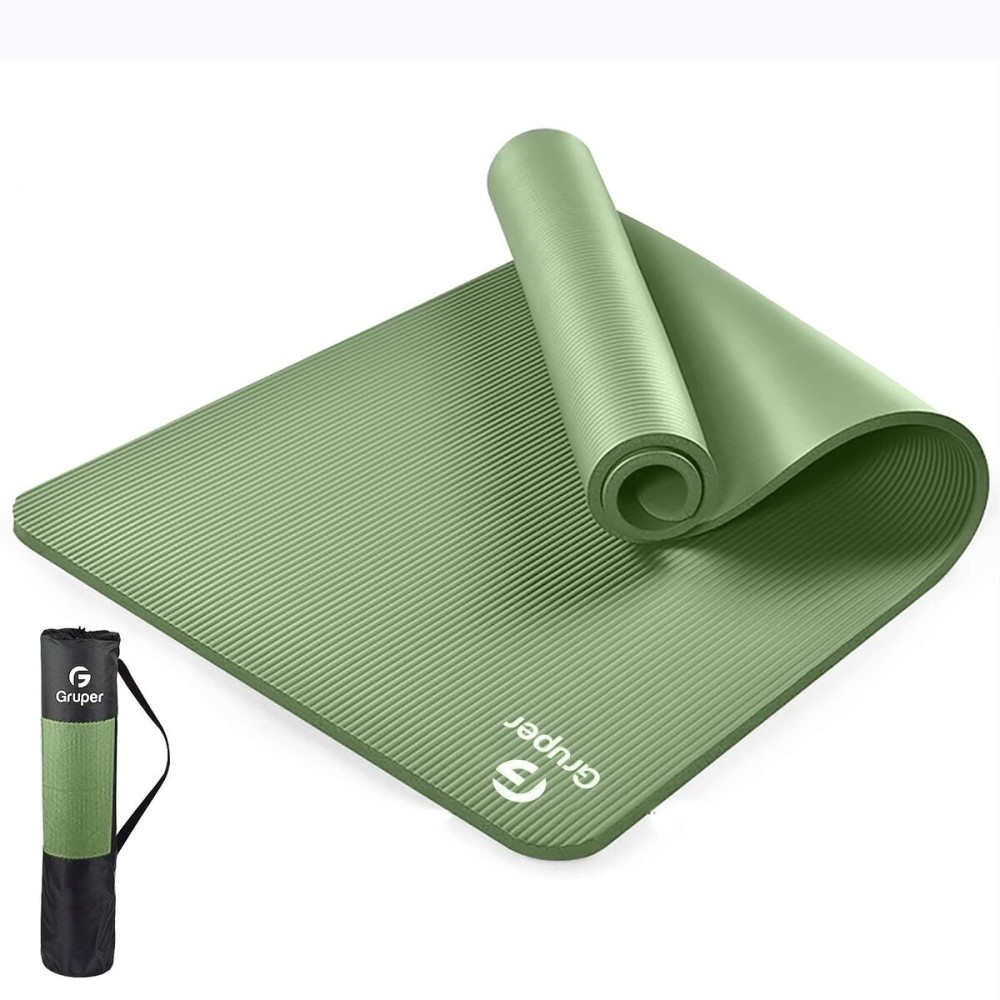 Gruper Thick Yoga Mat Non Slip, Large Size 72 L x 32 W x 0.6 TH, Premium Exercise & Fitness Mat with Carrying Strap and Bag, Workout Mats for Home (Matcha, 0.6 * 32 * 72 Inches)