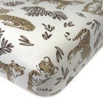 HonestBaby Fitted Crib Sheets Set Standard Mattress, 100% Organic Cotton Baby Boys, Girls, Neutral, 1 Pack - Tiger Cubs, One Size