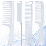 SALONSILK Combs for Women and Men, 4PCS Translucent Professional Comb Set, Wide Tooth Rat Tail Fine Tooth Set for All Hair Types