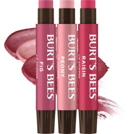Burt\'s Bees Christmas Gifts, Lip Shimmer Nude Collection, Tinted Lip Balm Stick, Moisturizing for Hydration with Natural Glowy Pigmented Finish & Buildable Color, Value Pack, 3 Tubes x 0.09 Oz