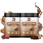 2Pack Mushroom Coffee - Lions Mane Mushroom Powder Arabica Instant Coffee with Lion\'s Mane, Reishi, Chaga, Cordyceps and Turkey Tail - Mushroom Coffe Alternative Support Immune & Focus, Brain Booster