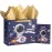 Loveinside Birthday Gift Bag for Boys, Medium Bag with Tissue Paper, Greeting Card and Tag, Blue Outer Space Party Rocket Planet Design for Kids\' Birthday, Theme Party and More, 13 x 5 x 10, 1 Pcs