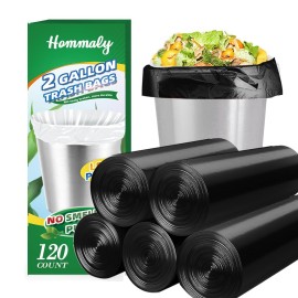 2 Gallon 120pcs Small black Trash Bags(Fit 1.8-2 Gal) Plastic black Garbage Bags,Bathroom Trash Can Bin Liners,Waste Basket Liner,Fit 6-8 Liter, 1.8 Gallon,2 Gallon (2-Black120)