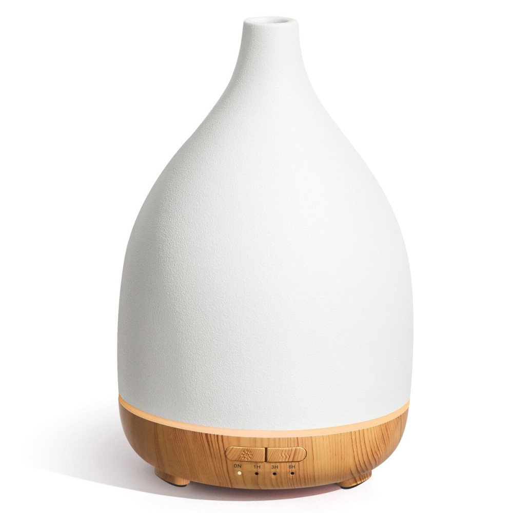 InnoGear Oil Diffuser, 300ML Ceramic Diffuser for Essential Oils Handcrafted Aromatherapy Diffuser Ultrasonic Cool Mist Humidifier with 4 Timers Waterless Auto Off for Room Office, White
