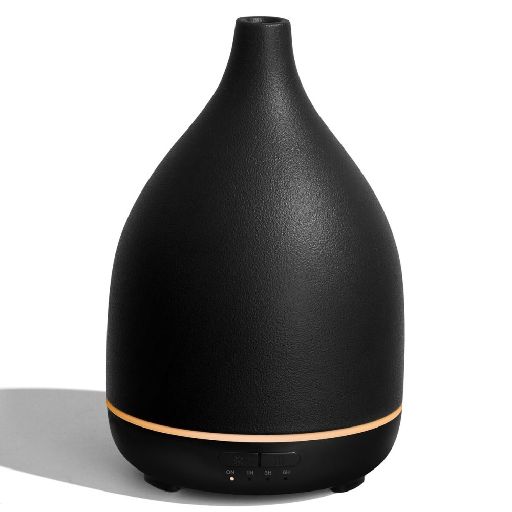 InnoGear Oil Diffuser, 300ML Ceramic Diffuser for Essential Oils Handcrafted Aromatherapy Diffuser Ultrasonic Cool Mist Humidifier with 4 Timers Waterless Auto Off for Room Office, Black