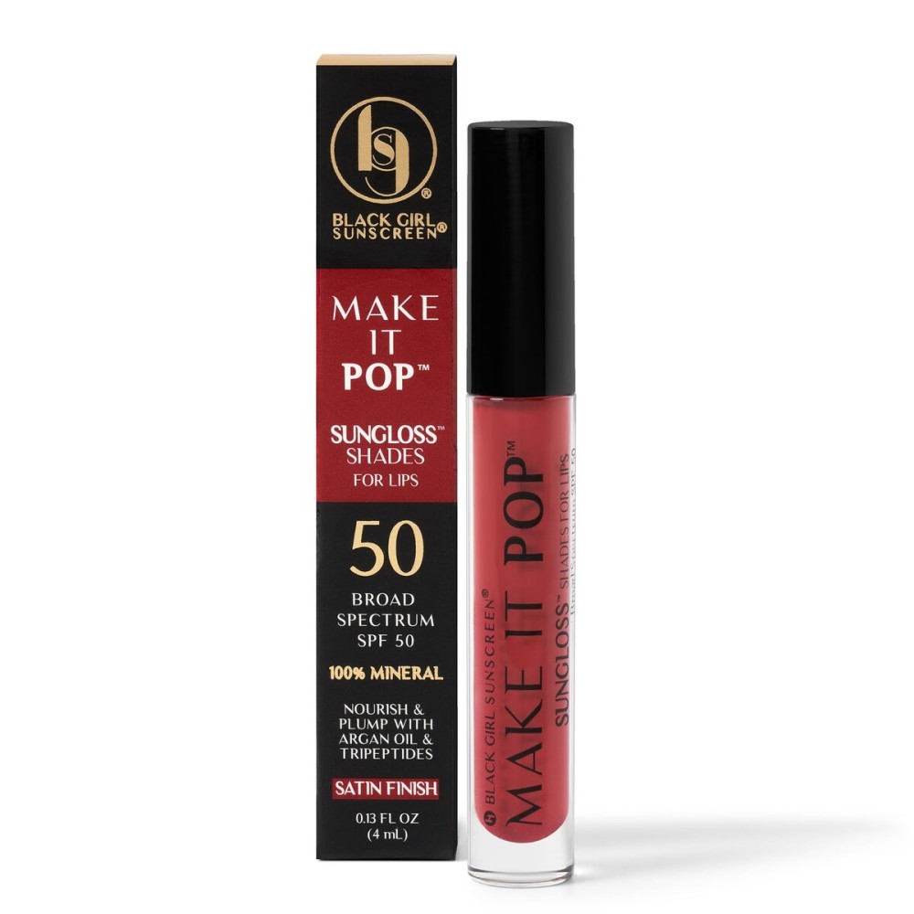 BLACK GIRL SUNSCREEN - Make It Pop Sungloss - Revolutionary Sun Protection and Gloss in One - SPF 50 (Red Wine)