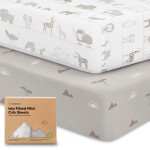 Pack and Play Sheets Fitted - 2-Pack Mini Crib Sheets for Pack N Play Mattress 38x26, Soft & Cozy, Neutral Toddler Playard Bedding, Snug Fitted Mini Baby Crib Mattress Cover Boy, Girl (Savannah)