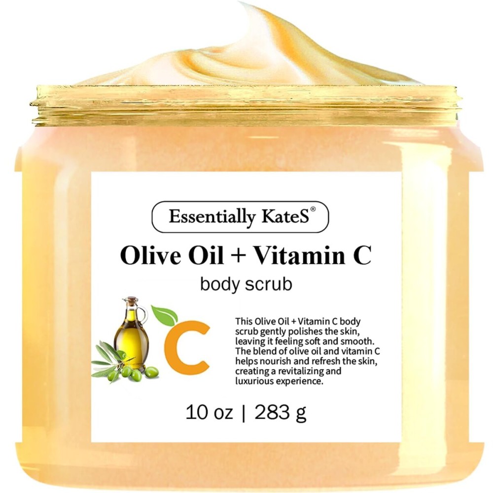 Olive Oil + Vitamin C Body Scrub 10 oz - A long lasting hydration while improving its texture - The best stocking stuffer