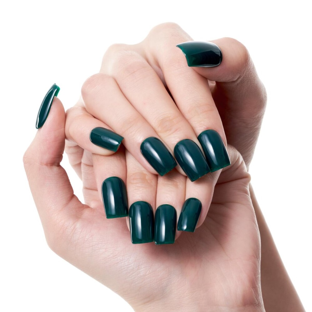 GLAMERMAID Deep Purple Ombre Press on Nails Medium Square, Gothic Moon Glitter Gel Stick on Fake Nals Short Square, Galaxy Nude Glue 0n Nails Kit for Women, Reusable Acrylic False Nails Manicure Set