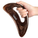 Scienlodic Gua Sha Massage Tool with Handle (Resin) Larger Guasha Body Scraping Tool for Back Legs Neck Massage, Lymphatic Drainage, Cellulite Remove - Large Brown