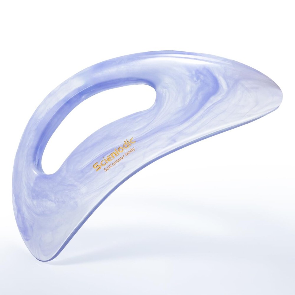 Scienlodic Gua Sha Massage Tool with Handle (Resin) Larger Guasha Body Scraping Tool for Back Legs Neck Massage, Lymphatic Drainage, Cellulite Remove - Large Baby Blue