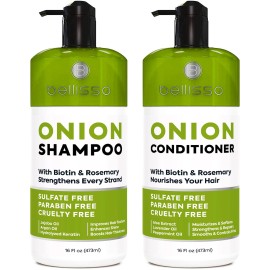 Onion Shampoo and Conditioner Set - With Rosemary and Biotin - Thickening Products for Women and Men - Volumizing Salon Grade Formula for Thinning Hair Care - Hydrating, Moisturizing and Sulfate Free