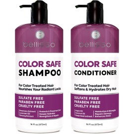 Color Safe Shampoo and Conditioner Set - Anti-Fade Protection for Color Treated, Dyed & Highlighted Hair - Sulfate & Paraben Free, Hydrating Formula with Rosemary, Coconut & Argan Oil for Women & Men