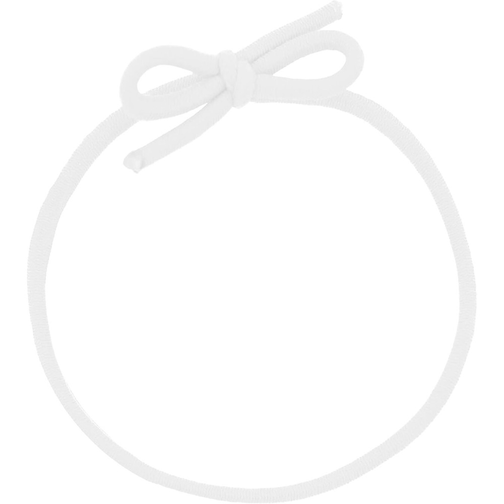 Mandala Crafts 3 Inches Pre-Tied Stretch Loops with Pre Tied Bows from Elastic Ribbon - 100 White Elastic Bows Boxes Bows Tags Gift Elastic Wrapping Cord String